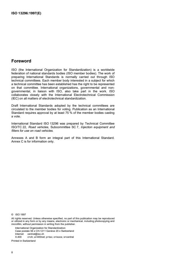 ISO 13296:1997 ISO 13296:1997 - Diesel engines -- High-pressure fuel injection pipe assemblies -- General requirements and dimensions - Page 2 preview