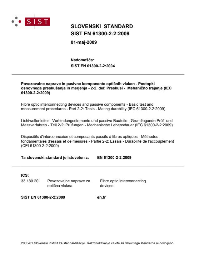 EN 61300-2-2:2009