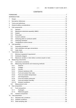 IEC TS 62282-7-1:2017 - Fuel cell technologies - Part 7-1: Test methods - Single cell performance tests for polymer electrolyte fuel cells (PEFC) - Page 4 preview