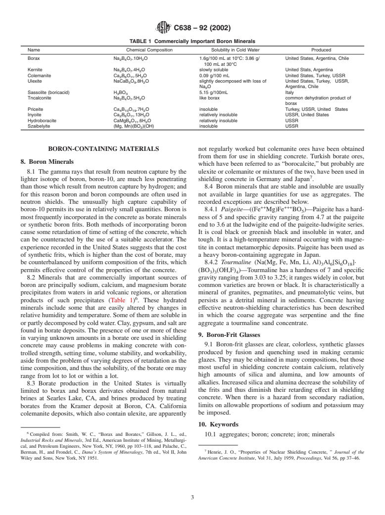 ASTM C638-92(2002) - Standard Descriptive Nonmenclature of Constituents of Aggregates for Radiation-Shielding Concrete