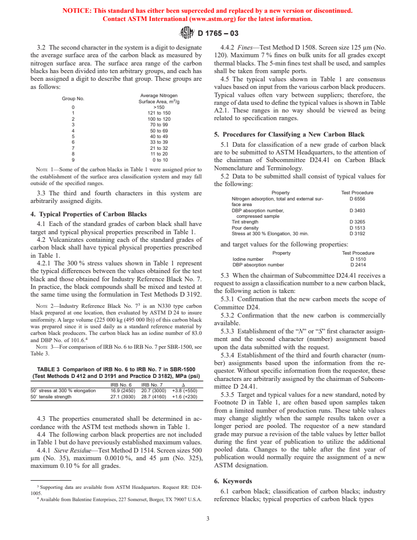 ASTM D1765-03 - Standard Classification System for Carbon Blacks Used in Rubber Products