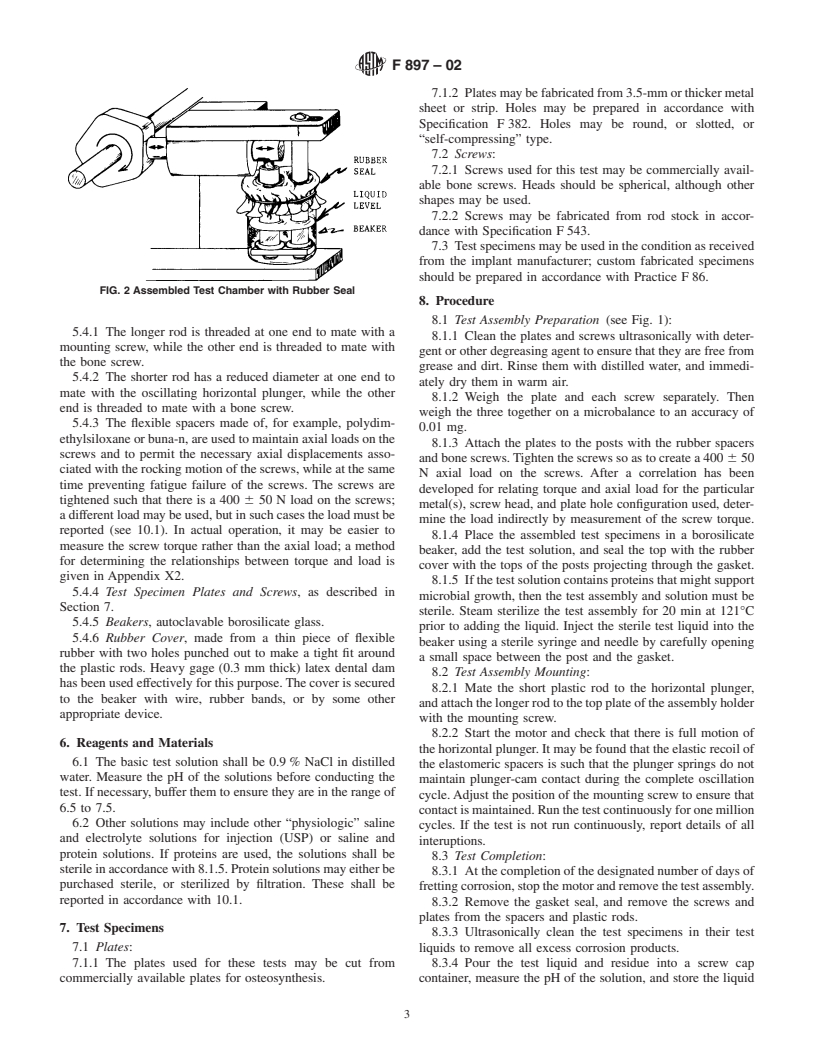 ASTM F897-02 - Standard Test Method for Measuring Fretting Corrosion of Osteosynthesis Plates and Screws