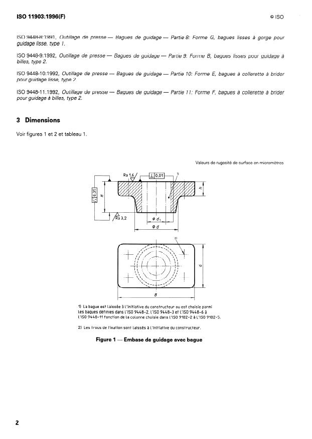 ISO 11903:1996 ISO 11903:1996 - Outillage de presse -- Embases de guidage - Page 4 preview