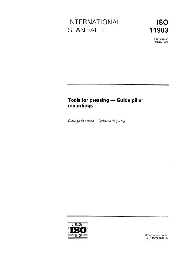 ISO 11903:1996 - Tools for pressing -- Guide pillar mountings