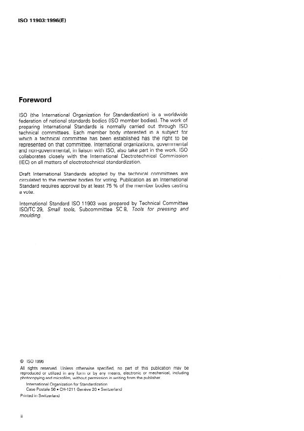 ISO 11903:1996 ISO 11903:1996 - Tools for pressing -- Guide pillar mountings - Page 2 preview