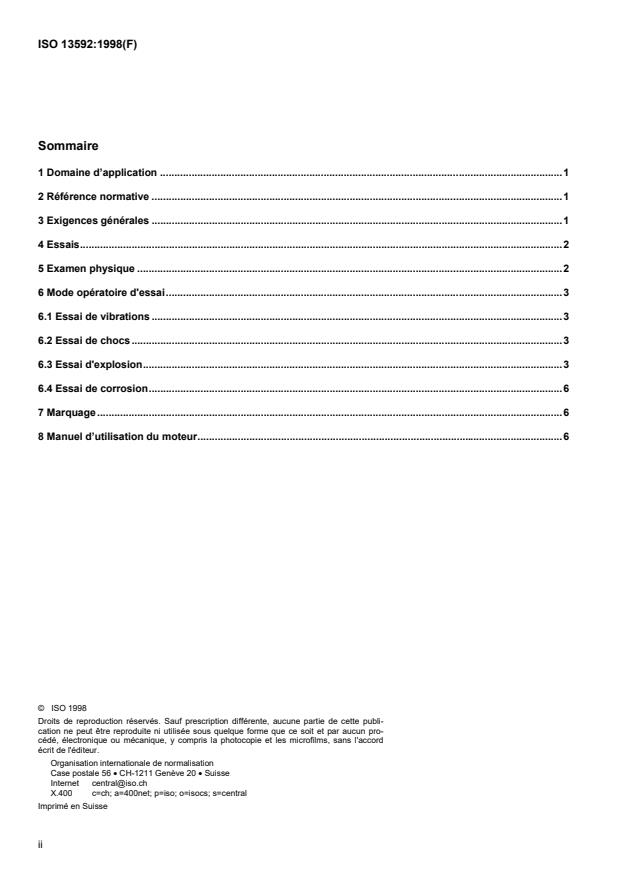 ISO 13592:1998 ISO 13592:1998 - Navires de plaisance -- Anti-retour de flamme pour moteurs a essence - Page 2 preview