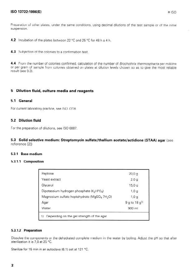 ISO 13722:1996 ISO 13722:1996 - Meat and meat products -- Enumeration of Brochothrix thermosphacta -- Colony-count technique - Page 4 preview