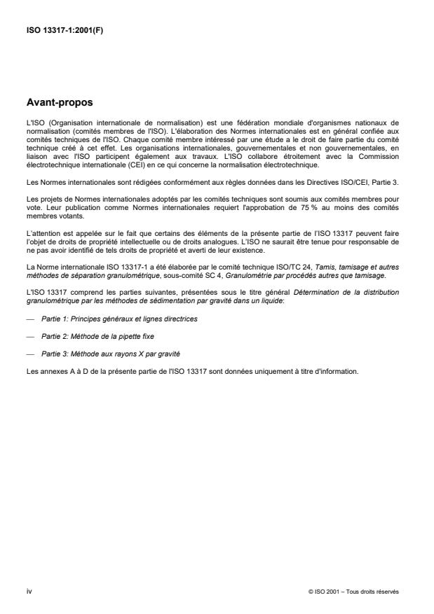ISO 13317-1:2001 ISO 13317-1:2001 - Détermination de la distribution granulométrique par les méthodes de sédimentation par gravité dans un liquide - Page 4 preview