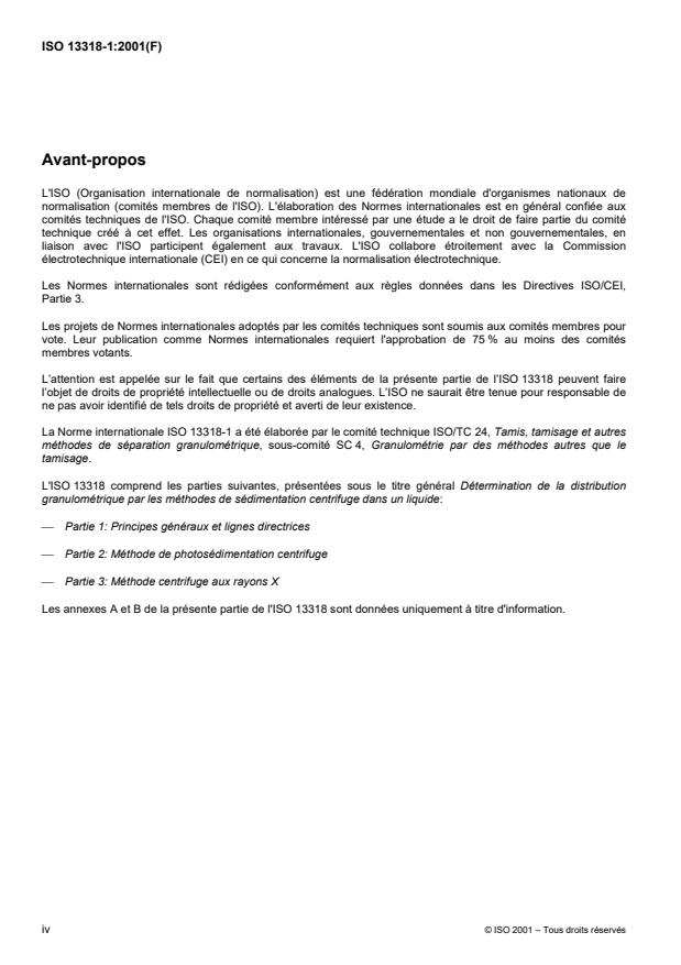ISO 13318-1:2001 ISO 13318-1:2001 - Détermination de la distribution granulométrique par les méthodes de sédimentation centrifuge dans un liquide - Page 4 preview