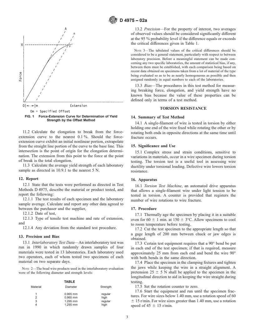 ASTM D4975-02a - Standard Test Methods for Single-Filament Tire Bead Wire Made from Steel