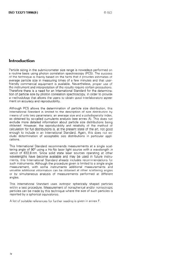 ISO 13321:1996 ISO 13321:1996 - Particle size analysis -- Photon correlation spectroscopy - Page 4 preview