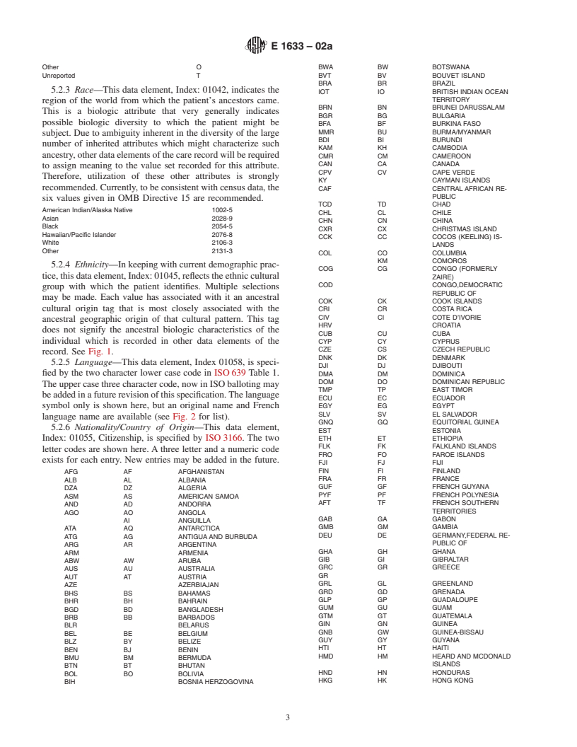 ASTM E1633-02a - Standard Specification for Coded Values Used in the Electronic Health Record