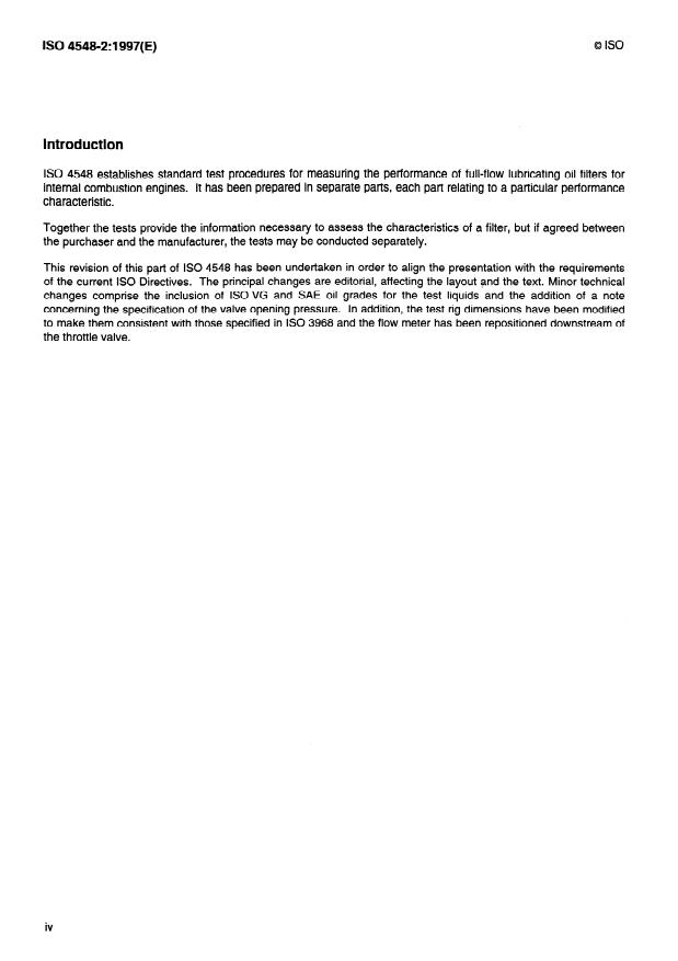 ISO 4548-2:1997 ISO 4548-2:1997 - Methods of test for full-flow lubricating oil filters for internal combustion engines - Page 4 preview