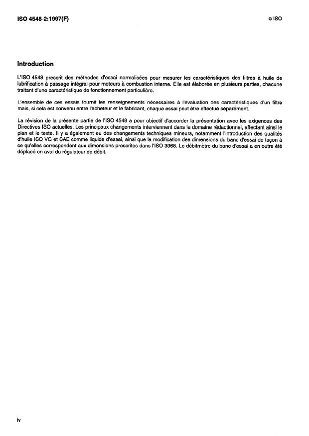 ISO 4548-2:1997 ISO 4548-2:1997 - Méthodes d'essai des filtres a huile de lubrification a passage intégral pour moteurs a combustion interne - Page 4 preview