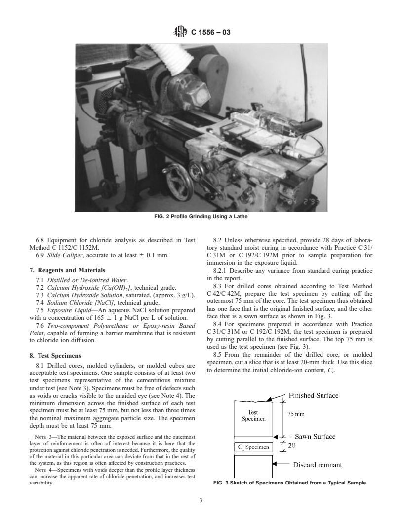 ASTM C1556-03 - Standard Test Method for Determining the Apparent Chloride Diffusion Coefficient of Cementitious Mixtures by Bulk Diffusion