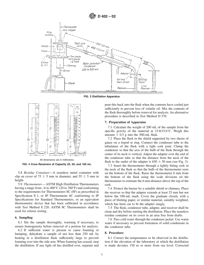 ASTM D402-02 - Standard Test Method for Distillation of Cut-Back Asphaltic (Bituminous) Products