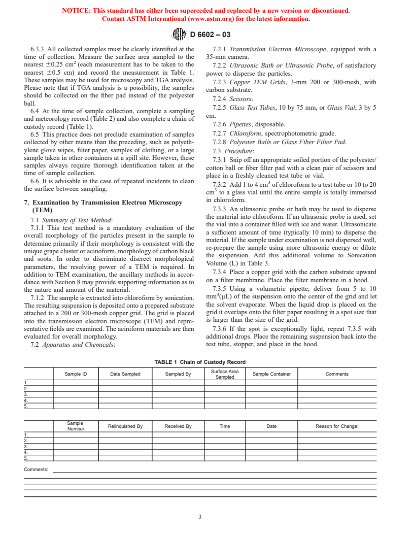 ASTM D6602-03 - Standard Practice for Sampling and Testing of Possible Carbon Black Fugitive Emissions or Other Environmental Particulate, or Both