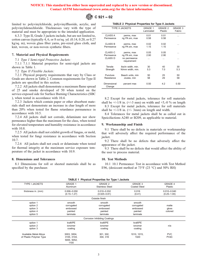 ASTM C921-02 - Standard Specification for Jackets for Thermal Insulation