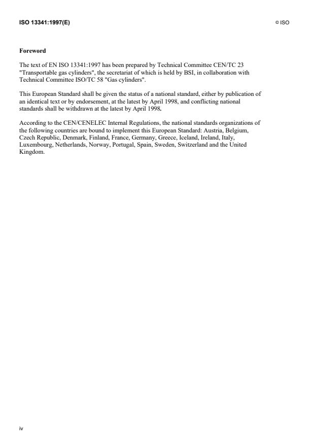 ISO 13341:1997 ISO 13341:1997 - Transportable gas cylinders -- Fitting of valves to gas cylinders - Page 4 preview