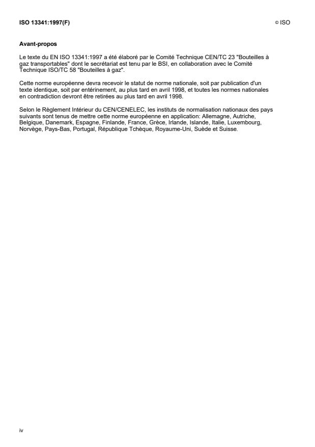 ISO 13341:1997 ISO 13341:1997 - Bouteilles a gaz transportables -- Montage des robinets sur les bouteilles a gaz - Page 4 preview