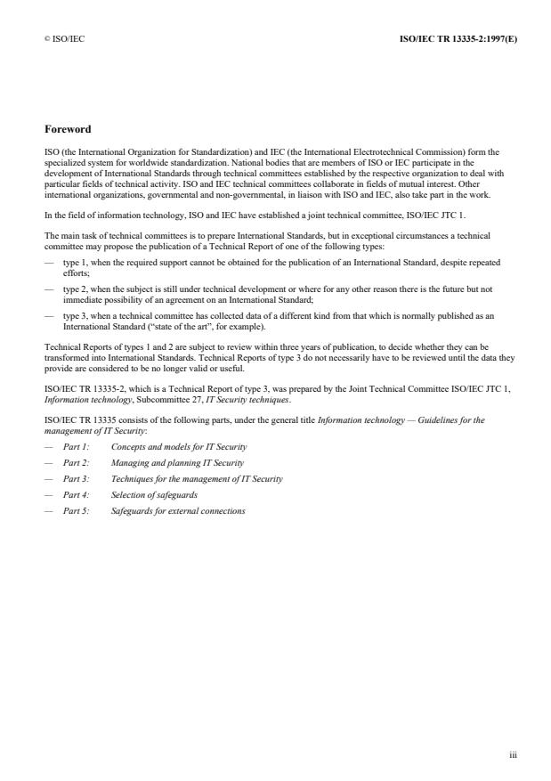 ISO/IEC TR 13335-2:1997 - Information technology -- Guidelines for the management of IT Security