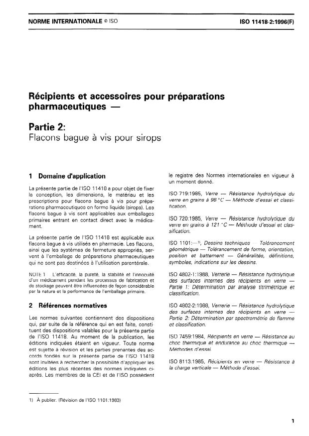 ISO 11418-2:1996 - Récipients et accessoires pour préparations pharmaceutiques