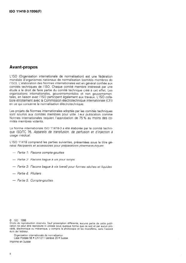 ISO 11418-3:1996 ISO 11418-3:1996 - Récipients et accessoires pour préparations pharmaceutiques - Page 2 preview