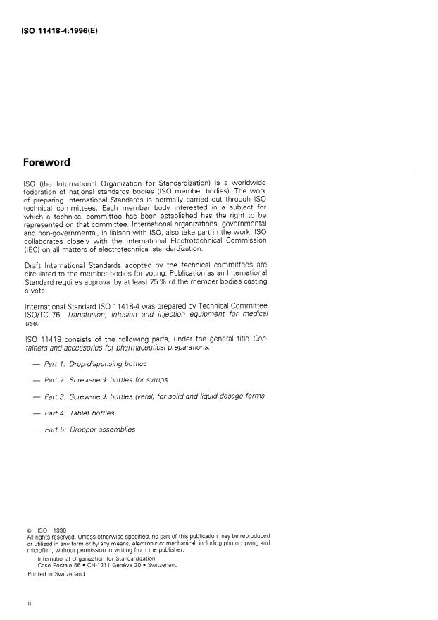 ISO 11418-4:1996 ISO 11418-4:1996 - Containers and accessories for pharmaceutical preparations - Page 2 preview
