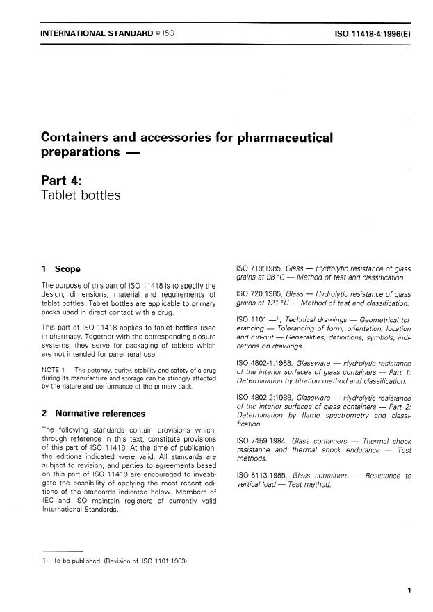 ISO 11418-4:1996 - Containers and accessories for pharmaceutical preparations