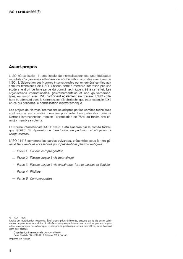 ISO 11418-4:1996 ISO 11418-4:1996 - Récipients et accessoires pour préparations pharmaceutiques - Page 2 preview