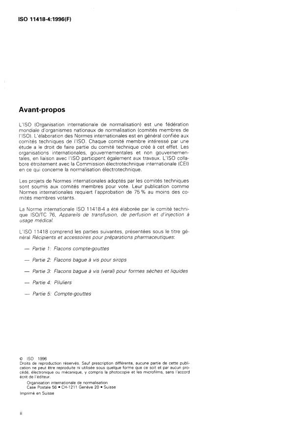 ISO 11418-4:1996 ISO 11418-4:1996 - Récipients et accessoires pour préparations pharmaceutiques - Page 2 preview