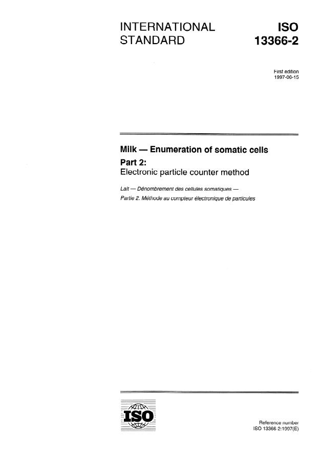 ISO 13366-2:1997 - Milk -- Enumeration of somatic cells