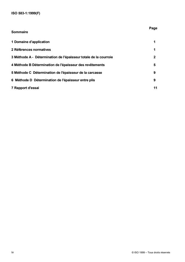 ISO 583-1:1999 ISO 583-1:1999 - Courroies transporteuses a carcasse textile -- Épaisseur totale et épaisseur des éléments - Page 4 preview