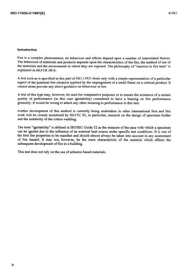 ISO 11925-2:1997 ISO 11925-2:1997 - Reaction to fire tests -- Ignitability of building products subjected to direct impingement of flame - Page 4 preview