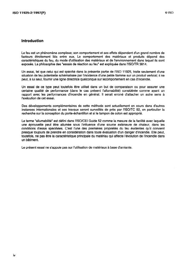 ISO 11925-2:1997 ISO 11925-2:1997 - Essais de réaction au feu -- Allumabilité des produits du bâtiment soumis a l'incidence directe de la flamme - Page 4 preview