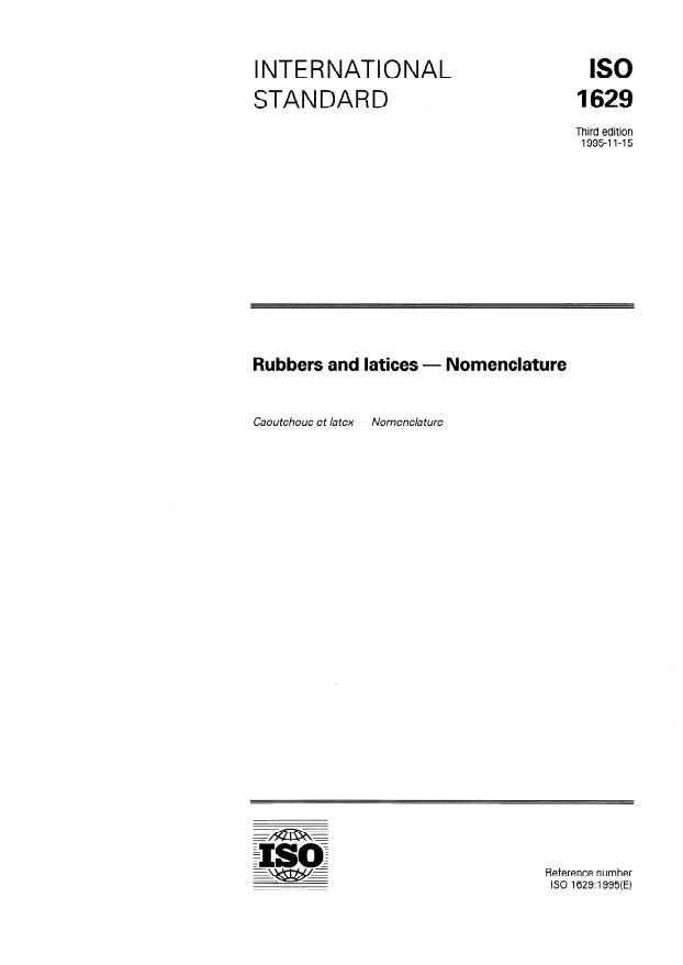 ISO 1629:1995 - Rubber and latices -- Nomenclature