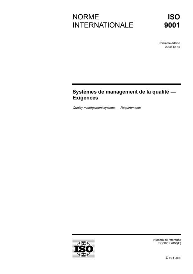 ISO 9001:2000 - Systemes de management de la qualité -- Exigences