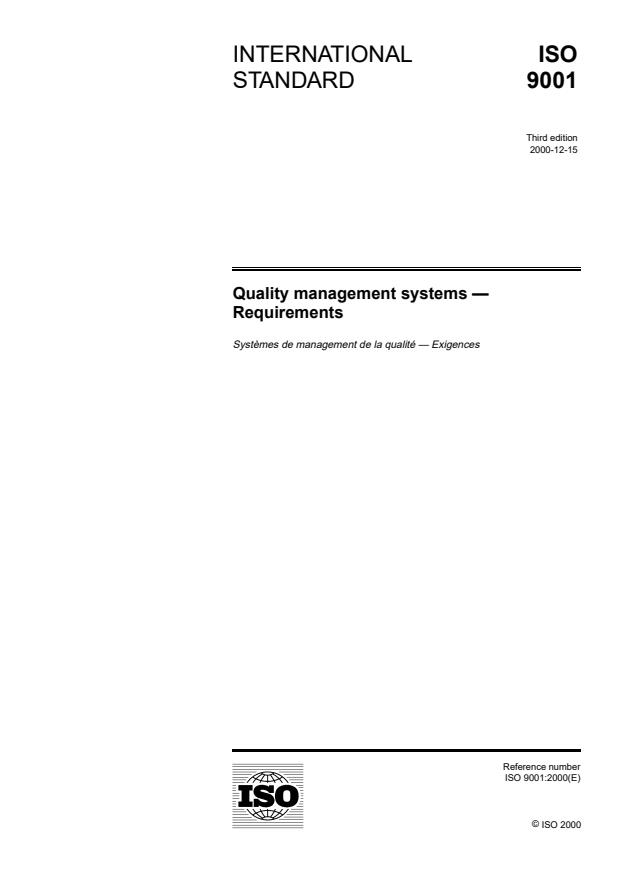 ISO 9001:2000 - Quality management systems -- Requirements