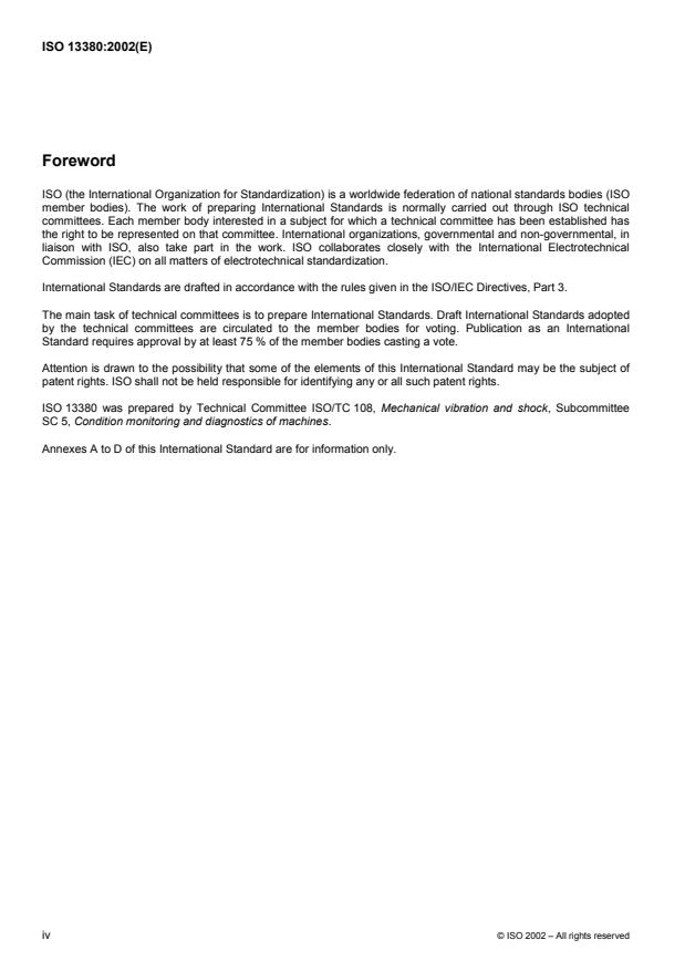 ISO 13380:2002 ISO 13380:2002 - Condition monitoring and diagnostics of machines -- General guidelines on using performance parameters - Page 4 preview