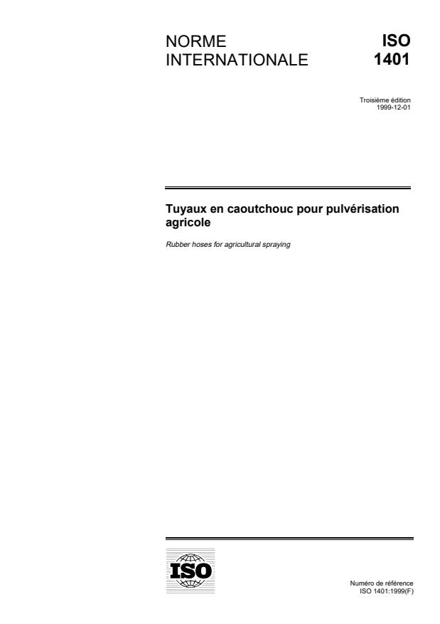 ISO 1401:1999 - Tuyaux en caoutchouc pour pulvérisation agricole