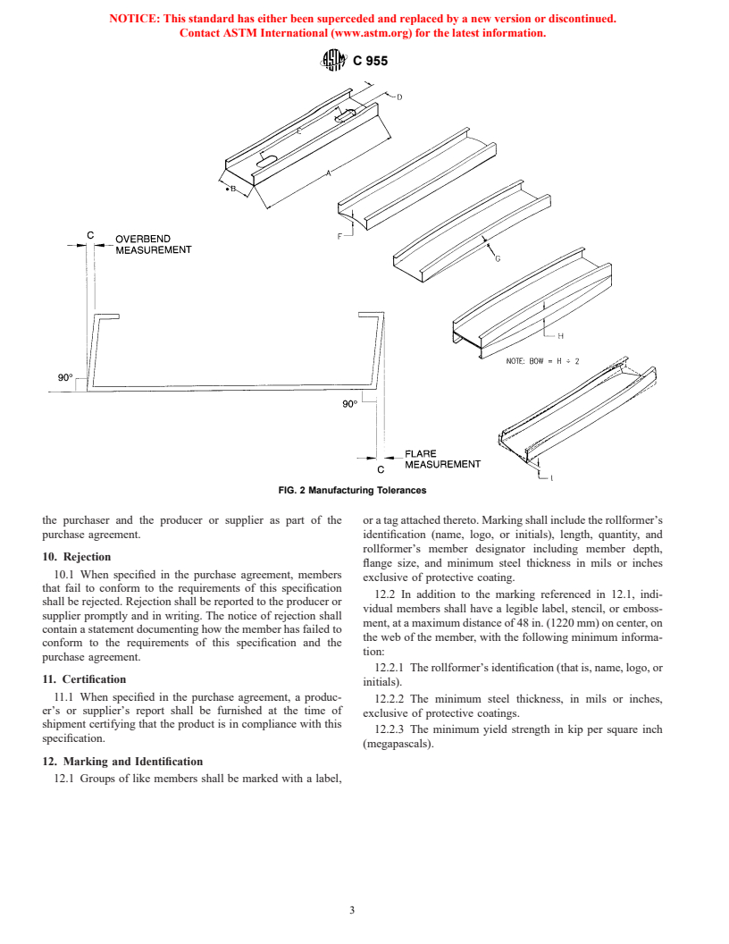ASTM C955-01 - Standard Specification for Load-Bearing (Transverse and Axial) Steel Studs, Runners (Tracks), and Bracing or Bridging for Screw Application of Gypsum Panel Products and Metal Plaster Bases