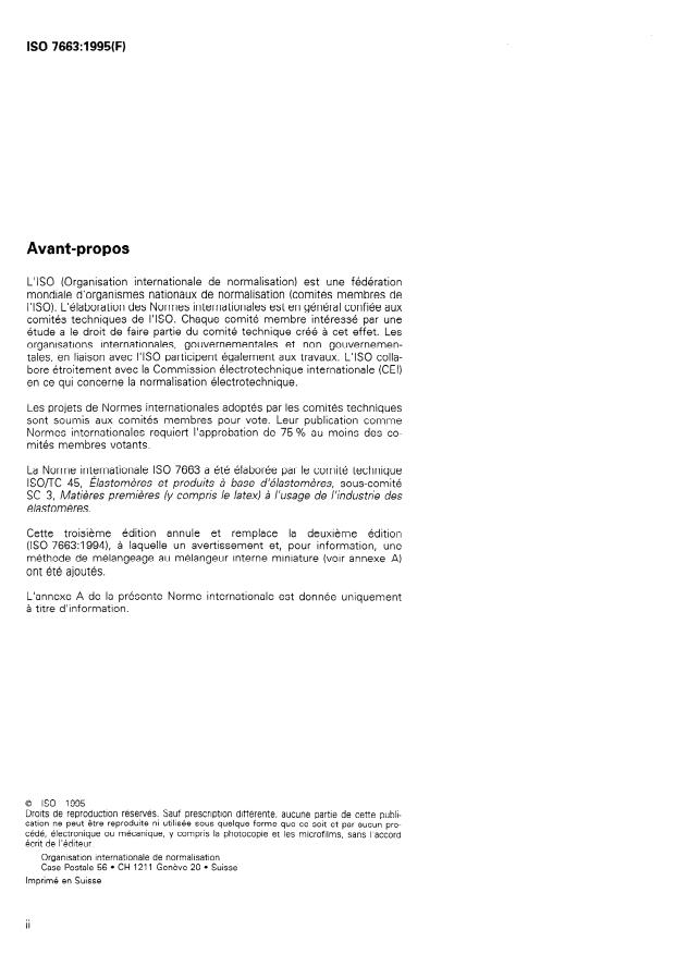 ISO 7663:1995 ISO 7663:1995 - Caoutchoucs isobutene-isoprene halogénés (BIIR et CIIR) -- Méthodes d'évaluation - Page 2 preview