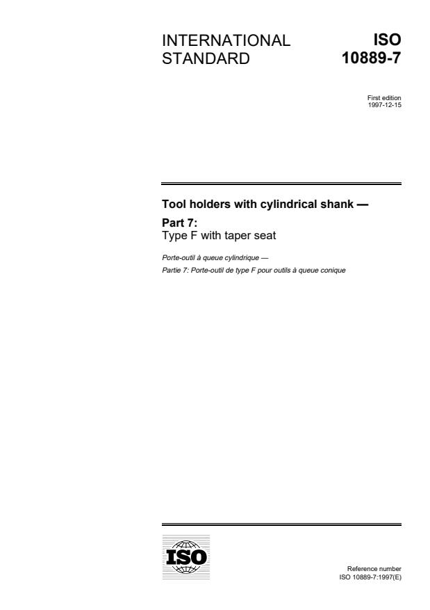 ISO 10889-7:1997 - Tool holders with cylindrical shank