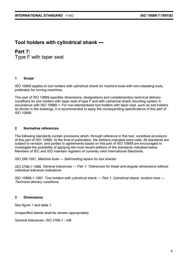 ISO 10889-7:1997 - Tool holders with cylindrical shank