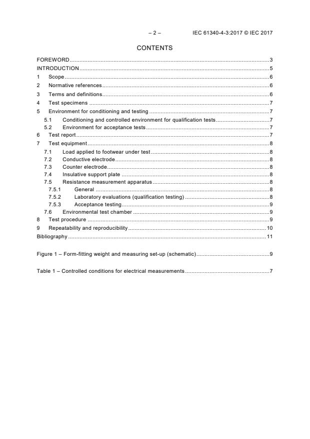 IEC 61340-4-3:2017 IEC 61340-4-3:2017 - Electrostatics - Part 4-3: Standard test methods for specific applications - Footwear - Page 4 preview