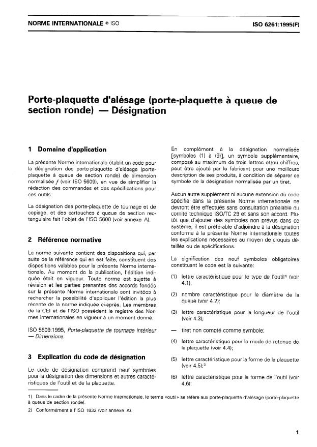 ISO 6261:1995 - Porte-plaquette d'alésage (porte-plaquette a queue de section ronde) -- Désignation