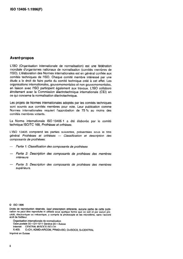 ISO 13405-1:1996 ISO 13405-1:1996 - Protheses et ortheses -- Classification et description des composants de protheses - Page 2 preview