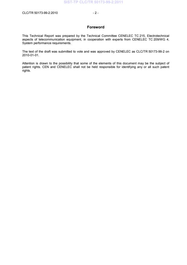 CLC/TR 50173-99-2:2010 TP CLC/TR 50173-99-2:2011 - Page 4 preview