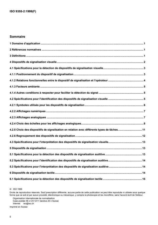 ISO 9355-2:1999 ISO 9355-2:1999 - Spécifications ergonomiques pour la conception des dispositifs de signalisation et des organes de service - Page 2 preview