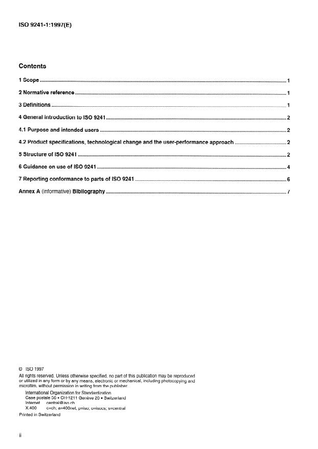 ISO 9241-1:1997 ISO 9241-1:1997 - Ergonomic requirements for office work with visual display terminals (VDTs) - Page 2 preview